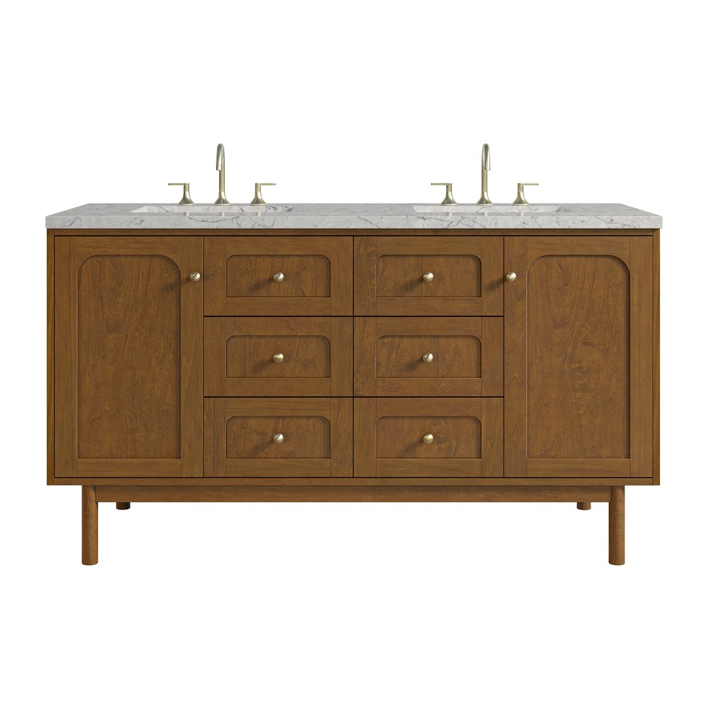 James Martin - Laurent 60" Double Vanity, Honey Oak w/ 3 CM Eternal Jasmine Pearl Silestone Top - 545-V60D-HNO-3EJP view 1