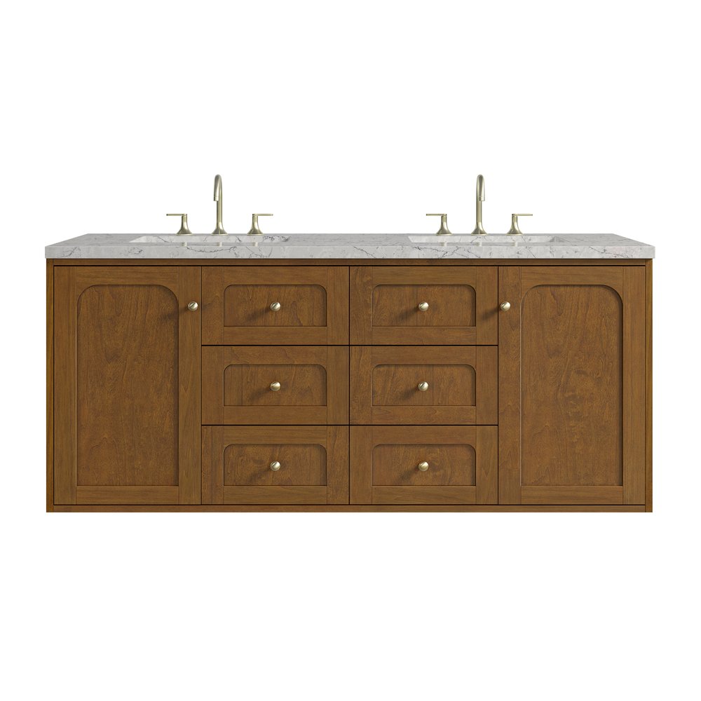 James Martin - Laurent 60" Double Vanity, Honey Oak w/ 3 CM Eternal Jasmine Pearl Silestone Top - 545-V60D-HNO-3EJP view 2