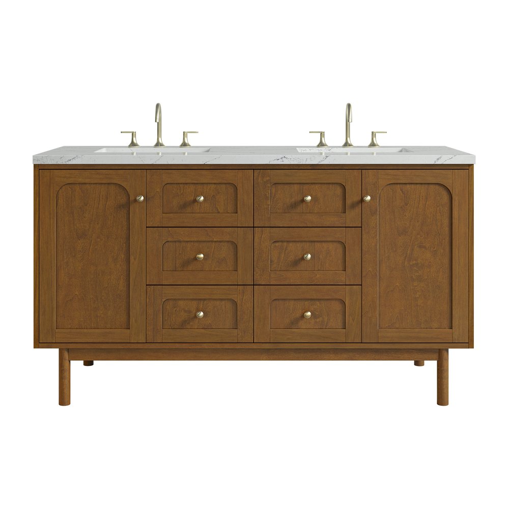 James Martin - Laurent 60" Double Vanity, Honey Oak w/ 3 CM Ethereal Noctis Silestone Top - 545-V60D-HNO-3ENC view 1