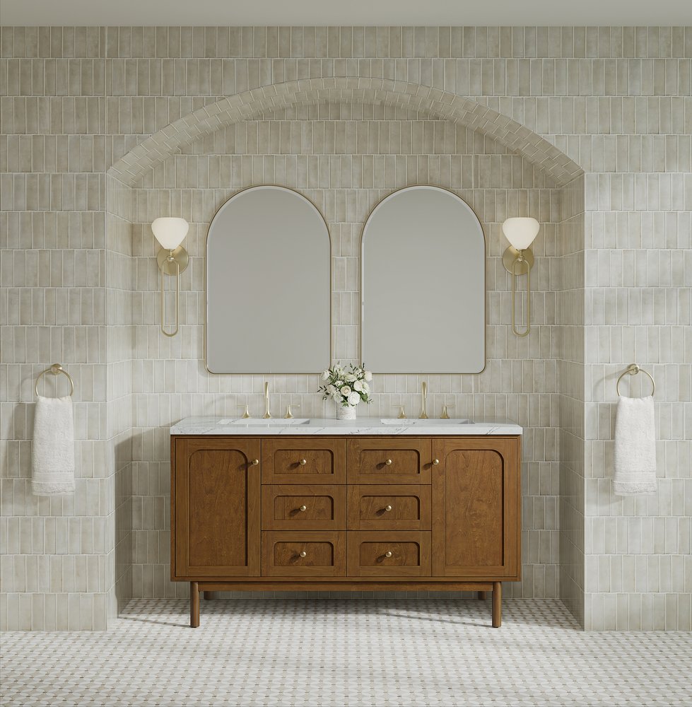 James Martin - Laurent 60" Double Vanity, Honey Oak w/ 3 CM Ethereal Noctis Silestone Top - 545-V60D-HNO-3ENC view 5