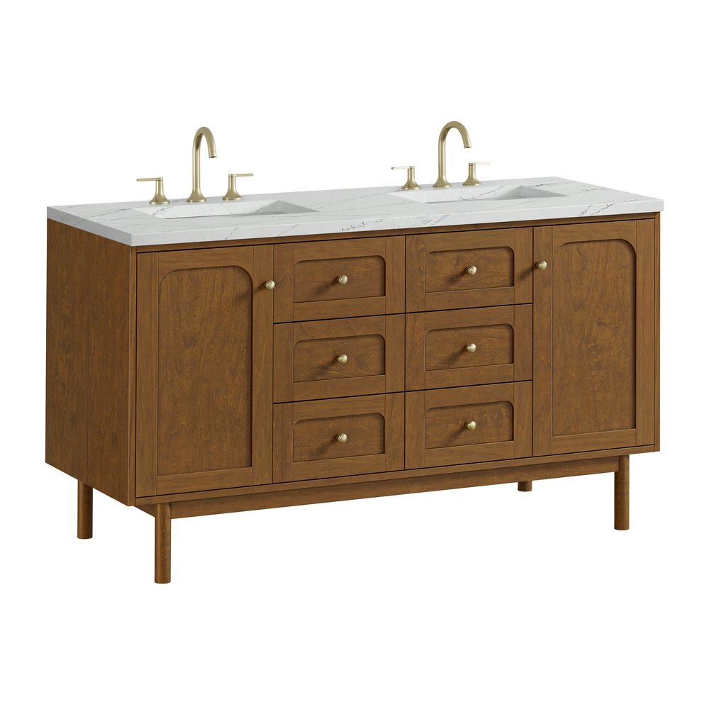 James Martin - Laurent 60" Double Vanity, Honey Oak w/ 3 CM Ethereal Noctis Silestone Top - 545-V60D-HNO-3ENC view 16