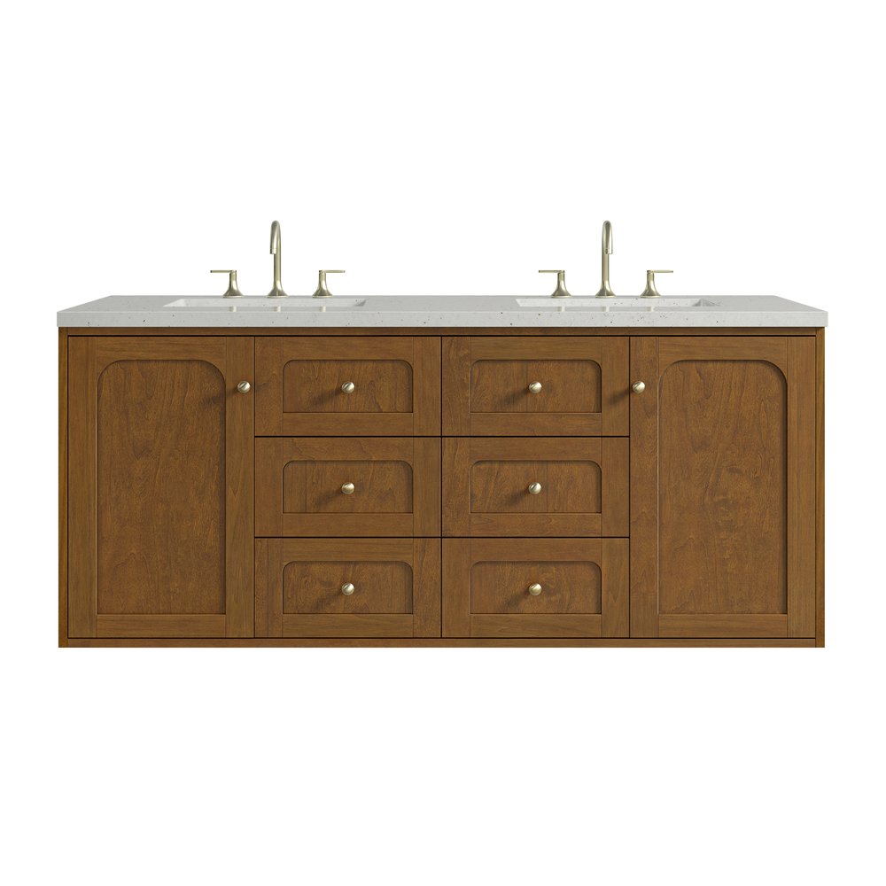 James Martin - Laurent 60" Double Vanity, Honey Oak w/ 3 CM Lime Delight Silestone Top - 545-V60D-HNO-3LDL view 2