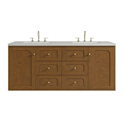 James Martin - Laurent 60" Double Vanity, Honey Oak w/ 3 CM Lime Delight Silestone Top - 545-V60D-HNO-3LDL view 2