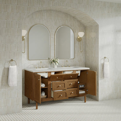 James Martin - Laurent 60" Double Vanity, Honey Oak w/ 3 CM Lime Delight Silestone Top - 545-V60D-HNO-3LDL view 9