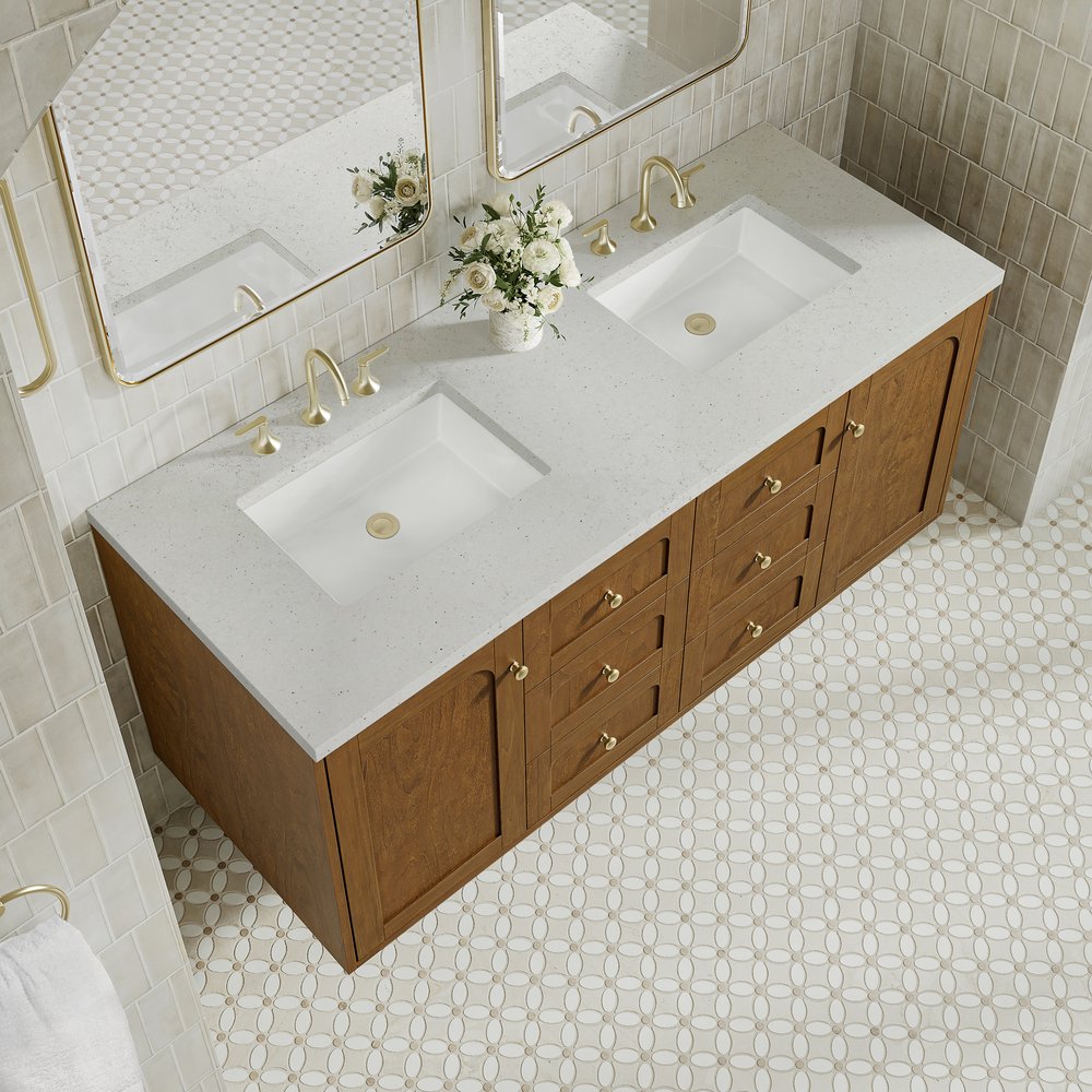 James Martin - Laurent 60" Double Vanity, Honey Oak w/ 3 CM Lime Delight Silestone Top - 545-V60D-HNO-3LDL view 11