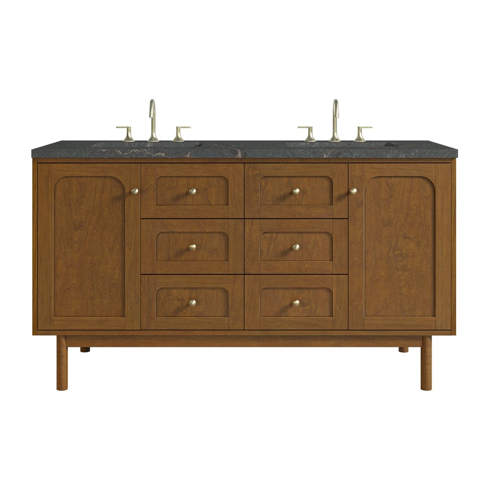 James Martin - Laurent 60" Double Vanity, Honey Oak w/ 3 CM Parisien Bleu Silestone Top - 545-V60D-HNO-3PBL view 1