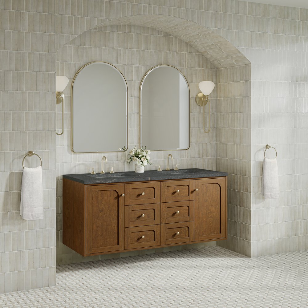 James Martin - Laurent 60" Double Vanity, Honey Oak w/ 3 CM Parisien Bleu Silestone Top - 545-V60D-HNO-3PBL view 8