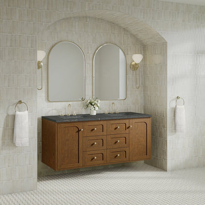 James Martin - Laurent 60" Double Vanity, Honey Oak w/ 3 CM Parisien Bleu Silestone Top - 545-V60D-HNO-3PBL view 8
