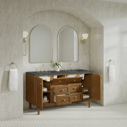 James Martin - Laurent 60" Double Vanity, Honey Oak w/ 3 CM Parisien Bleu Silestone Top - 545-V60D-HNO-3PBL view 9