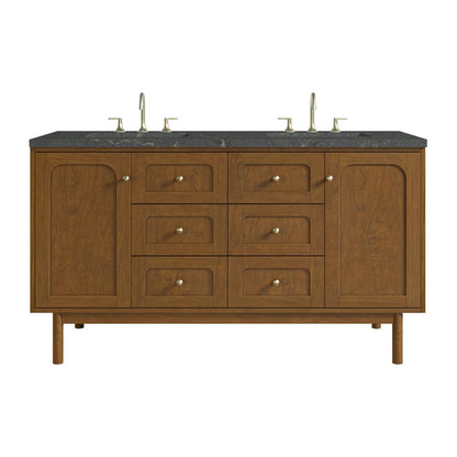 James Martin - Laurent 60" Double Vanity, Honey Oak w/ 3 CM Parisien Bleu Silestone Top w/FreePower Wireless Charger - 545-V60D-HNO-FPBL view 1