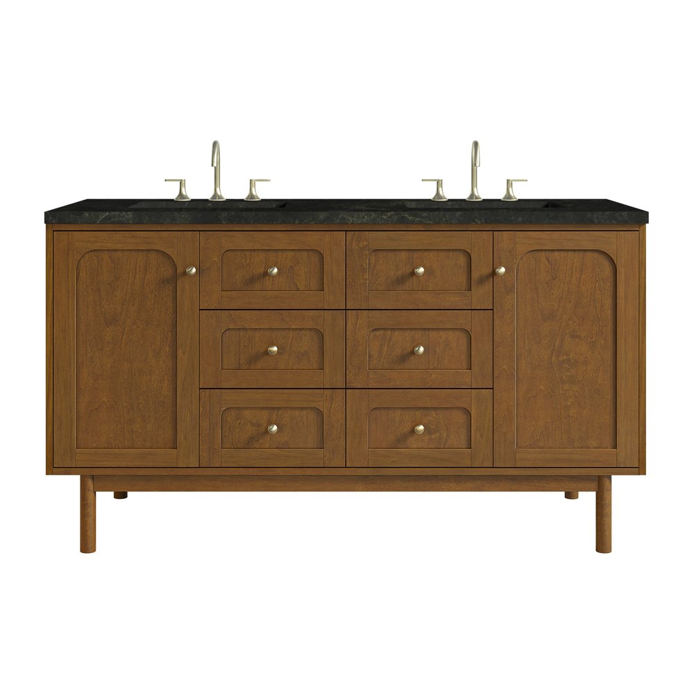 James Martin - Laurent 60" Double Vanity, Honey Oak w/ 3 CM Phantome Eclos Top - 545-V60D-HNO-3PHT view 1