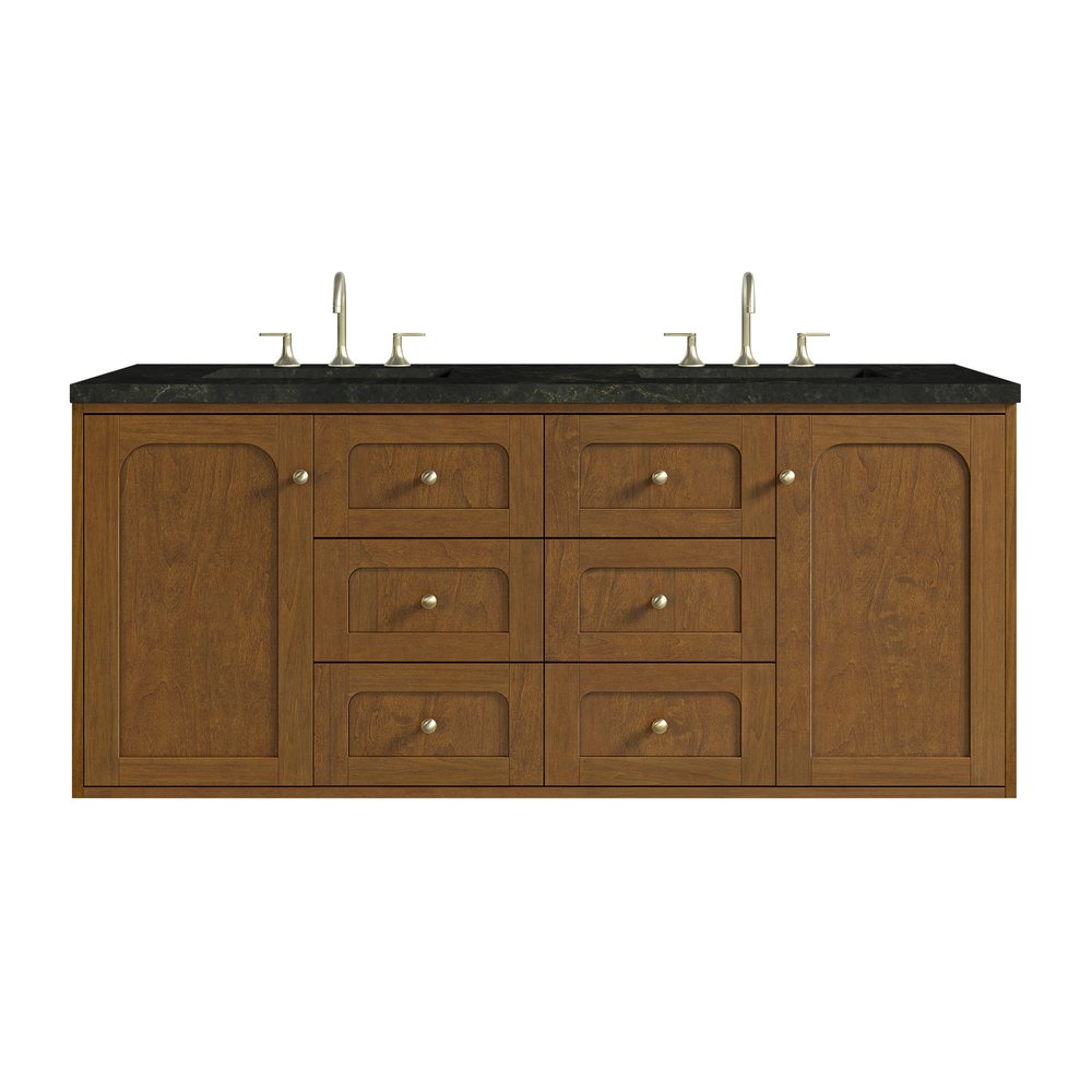James Martin - Laurent 60" Double Vanity, Honey Oak w/ 3 CM Phantome Eclos Top - 545-V60D-HNO-3PHT view 2