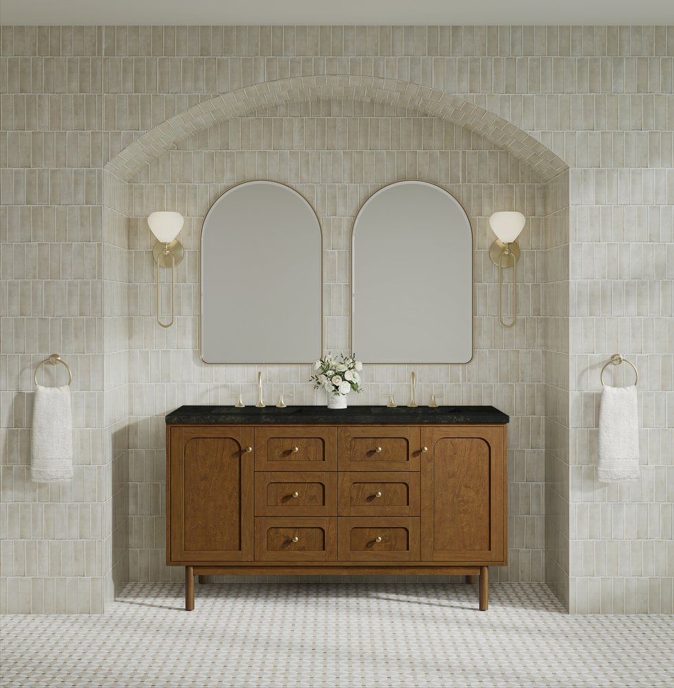 James Martin - Laurent 60" Double Vanity, Honey Oak w/ 3 CM Phantome Eclos Top - 545-V60D-HNO-3PHT view 5