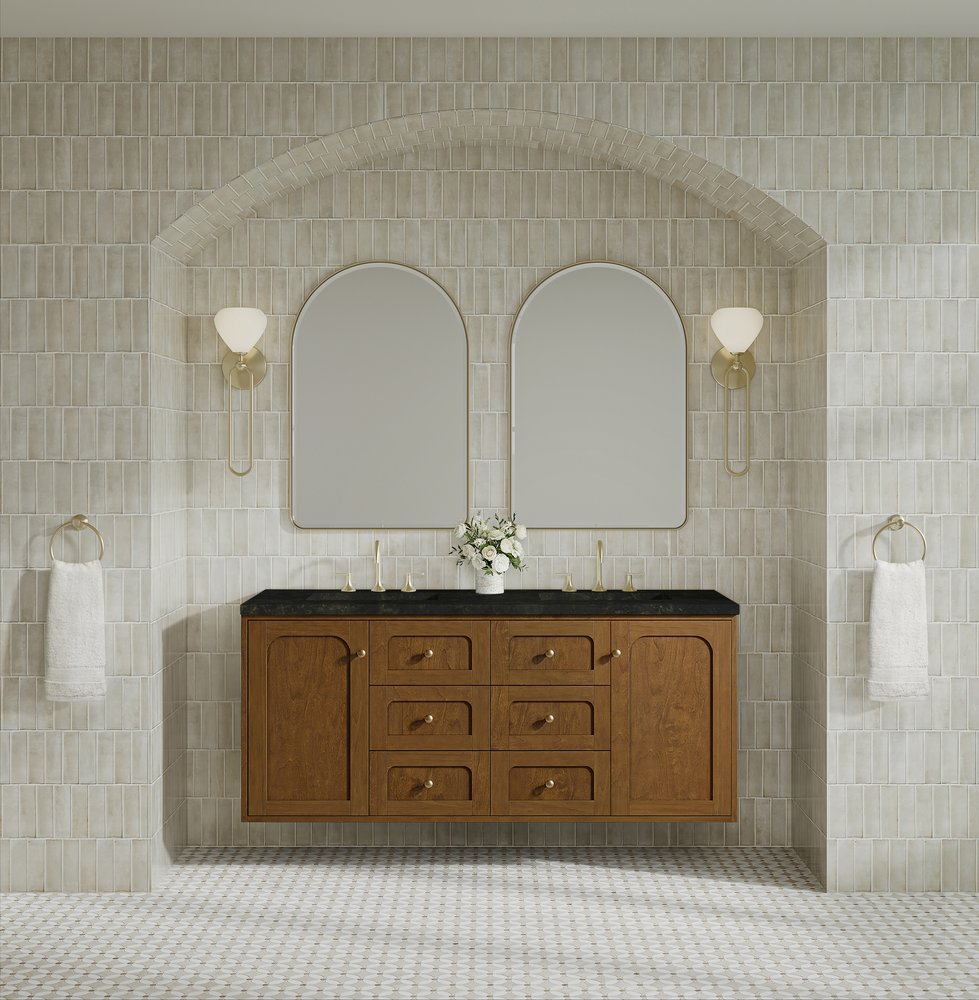 James Martin - Laurent 60" Double Vanity, Honey Oak w/ 3 CM Phantome Eclos Top - 545-V60D-HNO-3PHT view 6