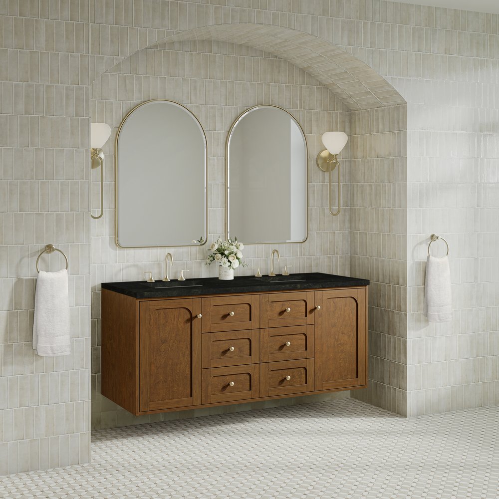 James Martin - Laurent 60" Double Vanity, Honey Oak w/ 3 CM Phantome Eclos Top - 545-V60D-HNO-3PHT view 8