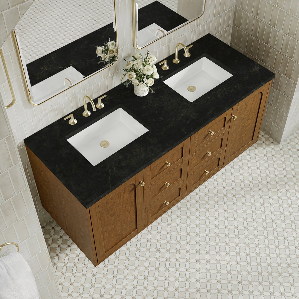 James Martin - Laurent 60" Double Vanity, Honey Oak w/ 3 CM Phantome Eclos Top - 545-V60D-HNO-3PHT view 11