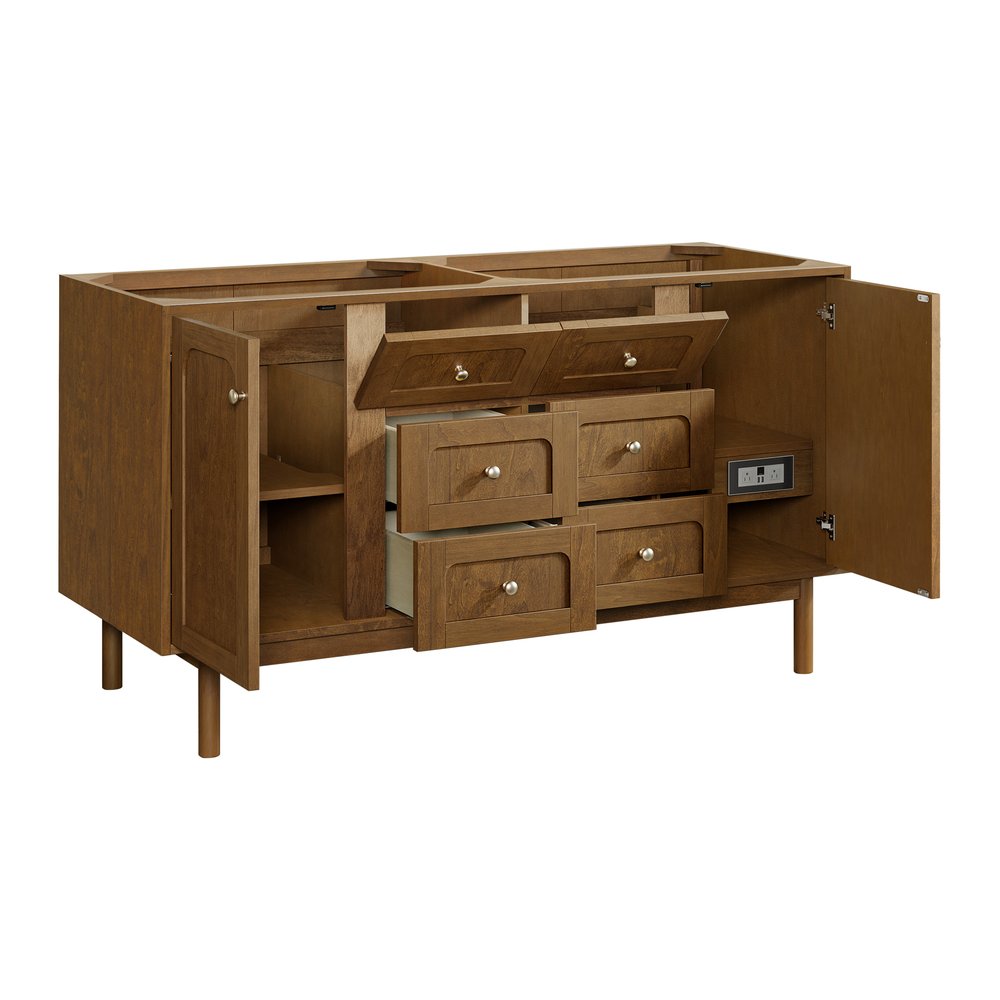 James Martin - Laurent 60" Double Vanity, Honey Oak w/ 3 CM Phantome Eclos Top - 545-V60D-HNO-3PHT view 12