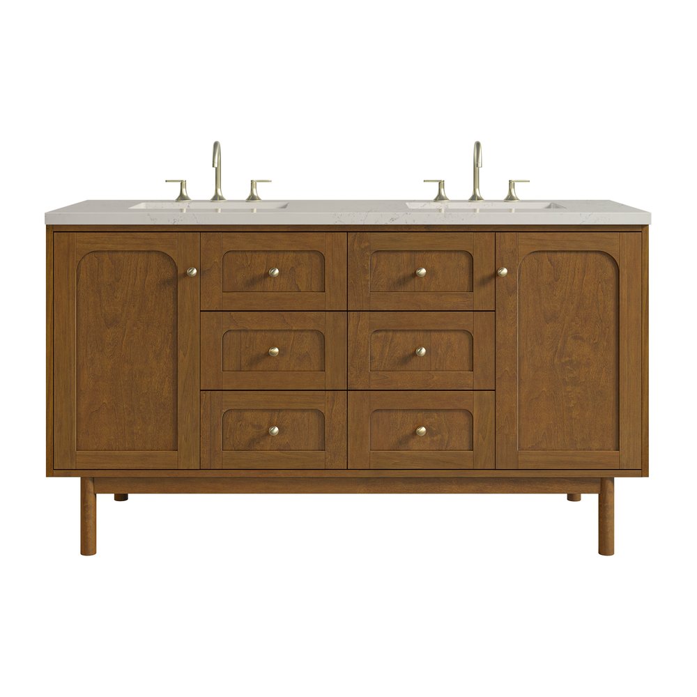 James Martin - Laurent 60" Double Vanity, Honey Oak w/ 3 CM Siberian Silestone Top - 545-V60D-HNO-3SFR view 1
