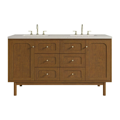James Martin - Laurent 60" Double Vanity, Honey Oak w/ 3 CM Siberian Silestone Top w/FreePower Wireless Charger - 545-V60D-HNO-FSFR view 1