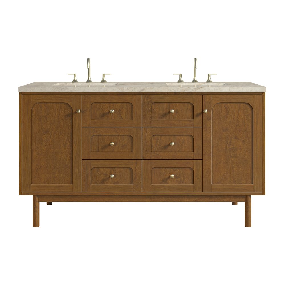 James Martin - Laurent 60" Double Vanity, Honey Oak w/ 3 CM Tajnar Eclos Top - 545-V60D-HNO-3TJR view 1