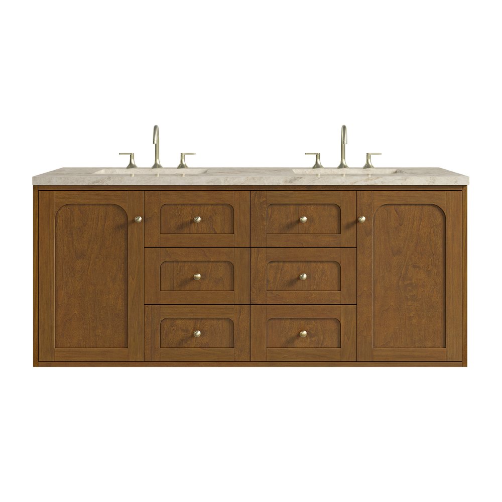 James Martin - Laurent 60" Double Vanity, Honey Oak w/ 3 CM Tajnar Eclos Top - 545-V60D-HNO-3TJR view 2
