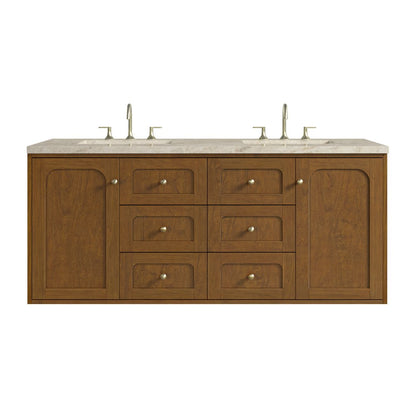 James Martin - Laurent 60" Double Vanity, Honey Oak w/ 3 CM Tajnar Eclos Top - 545-V60D-HNO-3TJR view 2