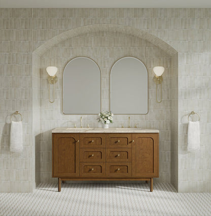 James Martin - Laurent 60" Double Vanity, Honey Oak w/ 3 CM Tajnar Eclos Top - 545-V60D-HNO-3TJR view 5