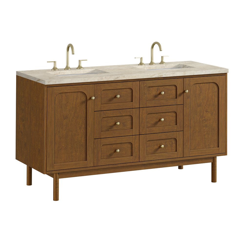 James Martin - Laurent 60" Double Vanity, Honey Oak w/ 3 CM Tajnar Eclos Top - 545-V60D-HNO-3TJR view 16