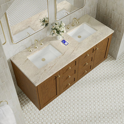 James Martin - Laurent 60" Double Vanity, Honey Oak w/ 3 CM Tajnar Eclos Top w/FreePower Wireless Charger - 545-V60D-HNO-FTJR view 12