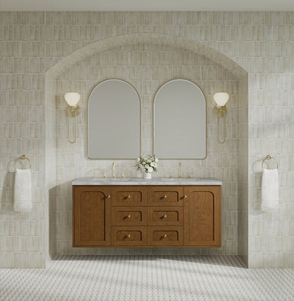 James Martin - Laurent 60" Double Vanity, Honey Oak w/ 3 CM Victorian Silver Silestone Top - 545-V60D-HNO-3VSL view 6