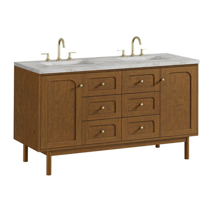 James Martin - Laurent 60" Double Vanity, Honey Oak w/ 3 CM Victorian Silver Silestone Top - 545-V60D-HNO-3VSL view 16