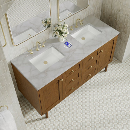 James Martin - Laurent 60" Double Vanity, Honey Oak w/ 3 CM Victorian Silver Silestone Top w/FreePower Wireless Charger - 545-V60D-HNO-FVSL view 11