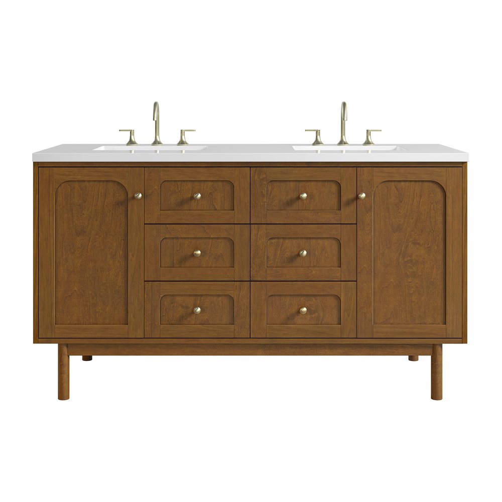 James Martin - Laurent 60" Double Vanity, Honey Oak w/ 3 CM White Zeus Silestone Top - 545-V60D-HNO-3WZ view 1
