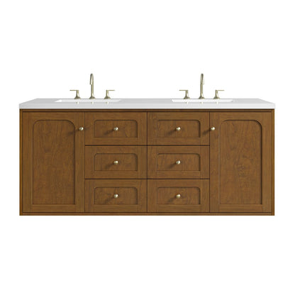 James Martin - Laurent 60" Double Vanity, Honey Oak w/ 3 CM White Zeus Silestone Top - 545-V60D-HNO-3WZ view 2