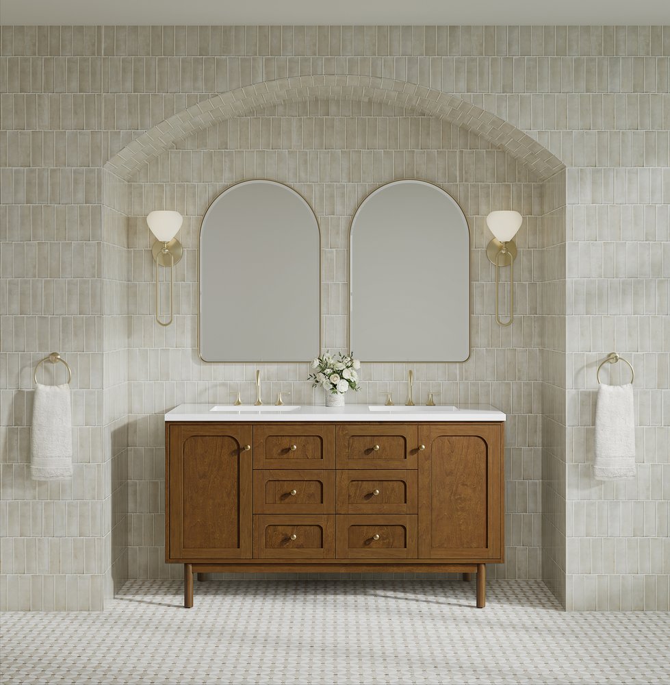 James Martin - Laurent 60" Double Vanity, Honey Oak w/ 3 CM White Zeus Silestone Top - 545-V60D-HNO-3WZ view 5