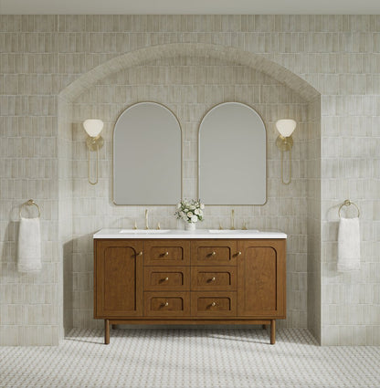 James Martin - Laurent 60" Double Vanity, Honey Oak w/ 3 CM White Zeus Silestone Top - 545-V60D-HNO-3WZ view 5