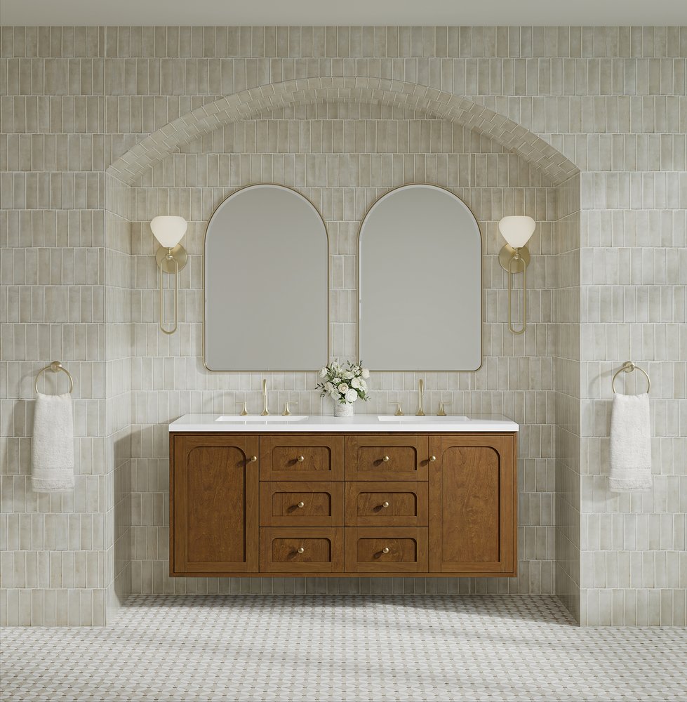 James Martin - Laurent 60" Double Vanity, Honey Oak w/ 3 CM White Zeus Silestone Top - 545-V60D-HNO-3WZ view 6