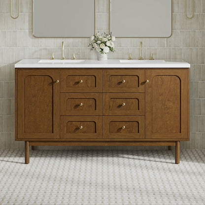 James Martin - Laurent 60" Double Vanity, Honey Oak w/ 3 CM White Zeus Silestone Top - 545-V60D-HNO-3WZ view 7