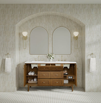 James Martin - Laurent 60" Double Vanity, Honey Oak w/ 3 CM White Zeus Silestone Top - 545-V60D-HNO-3WZ view 13