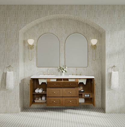 James Martin - Laurent 60" Double Vanity, Honey Oak w/ 3 CM White Zeus Silestone Top - 545-V60D-HNO-3WZ view 14