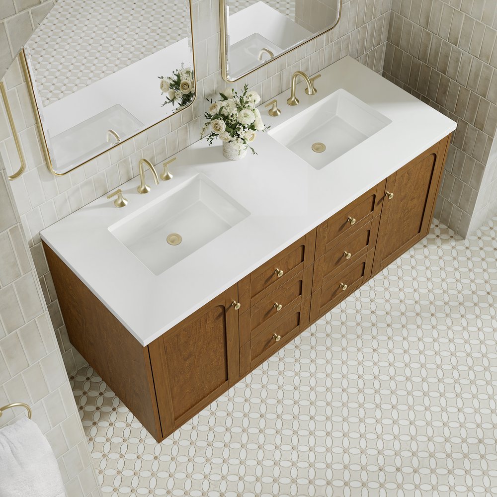 James Martin - Laurent 60" Double Vanity, Honey Oak w/ 3 CM White Zeus Silestone Top - 545-V60D-HNO-3WZ view 16