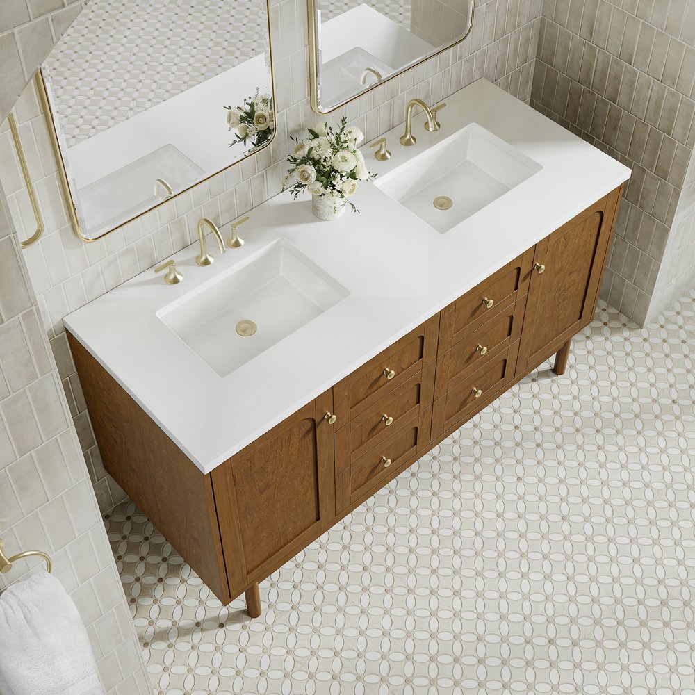 James Martin - Laurent 60" Double Vanity, Honey Oak w/ 3 CM White Zeus Silestone Top - 545-V60D-HNO-3WZ view 17