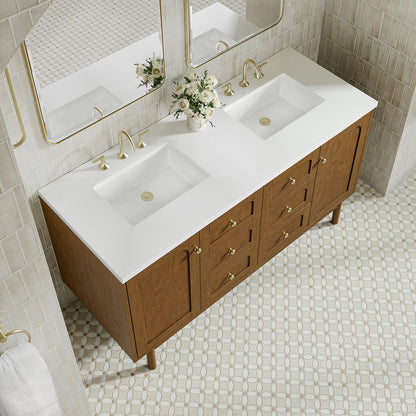 James Martin - Laurent 60" Double Vanity, Honey Oak w/ 3 CM White Zeus Silestone Top - 545-V60D-HNO-3WZ view 17