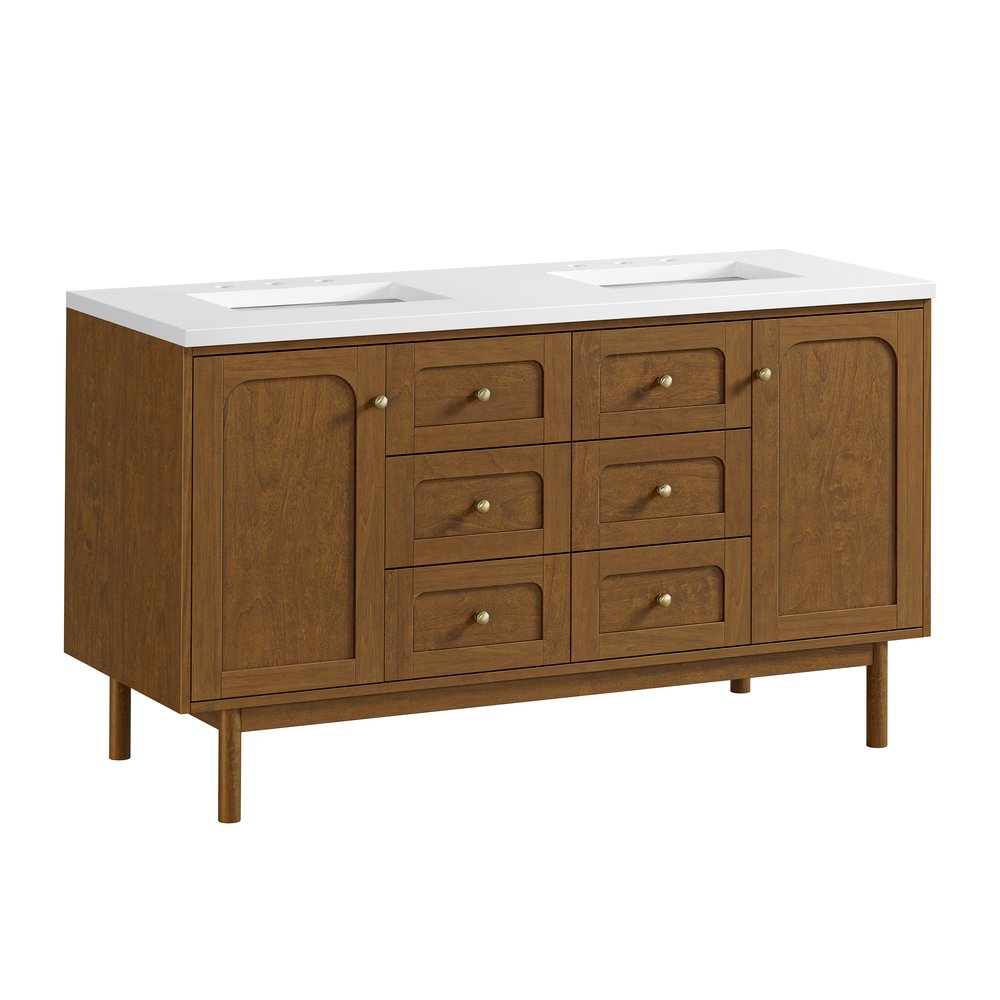 James Martin - Laurent 60" Double Vanity, Honey Oak w/ 3 CM White Zeus Silestone Top - 545-V60D-HNO-3WZ view 22