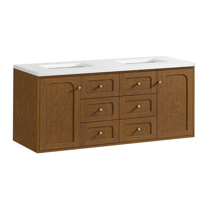 James Martin - Laurent 60" Double Vanity, Honey Oak w/ 3 CM White Zeus Silestone Top - 545-V60D-HNO-3WZ view 23