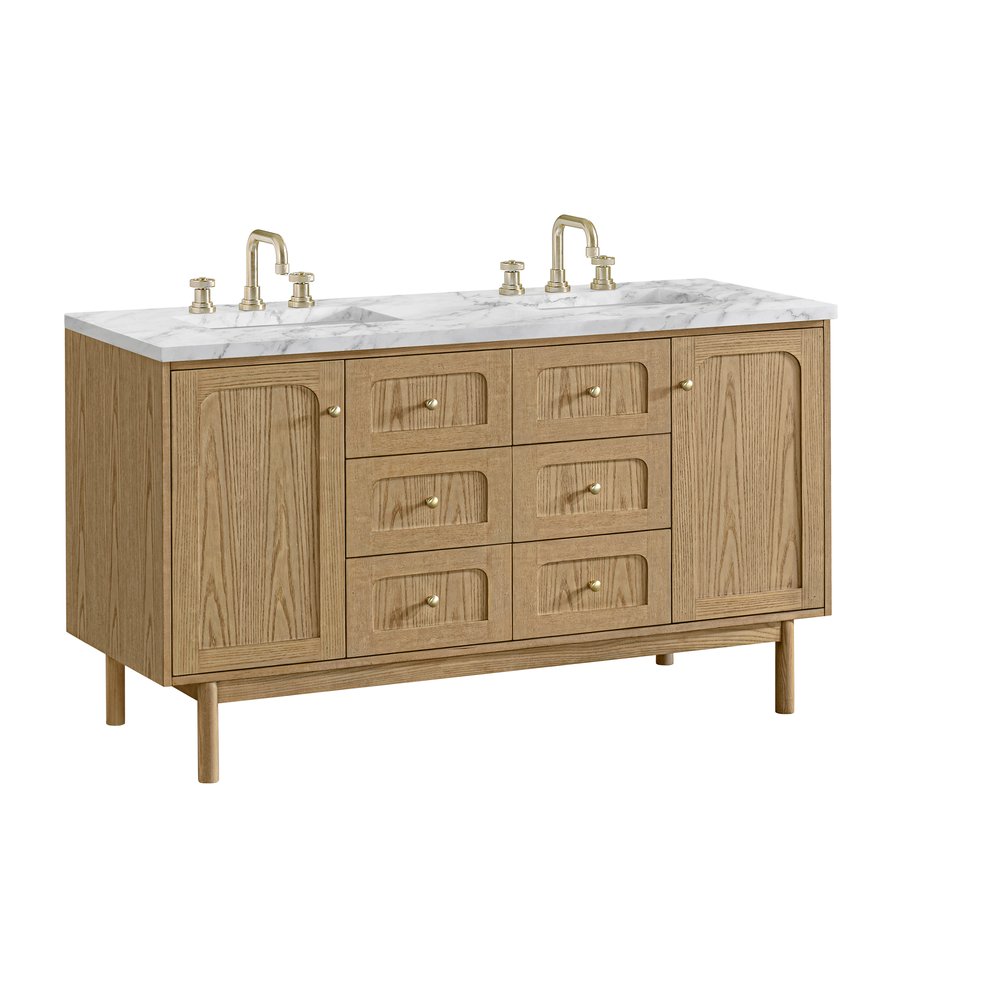 James Martin - Laurent 60" Double Vanity, Light Natural Oak, w/ 3 CM Carrara Marble Top - 545-V60D-LNO-3CAR view 15
