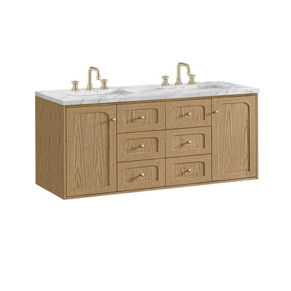James Martin - Laurent 60" Double Vanity, Light Natural Oak, w/ 3 CM Carrara Marble Top - 545-V60D-LNO-3CAR view 16