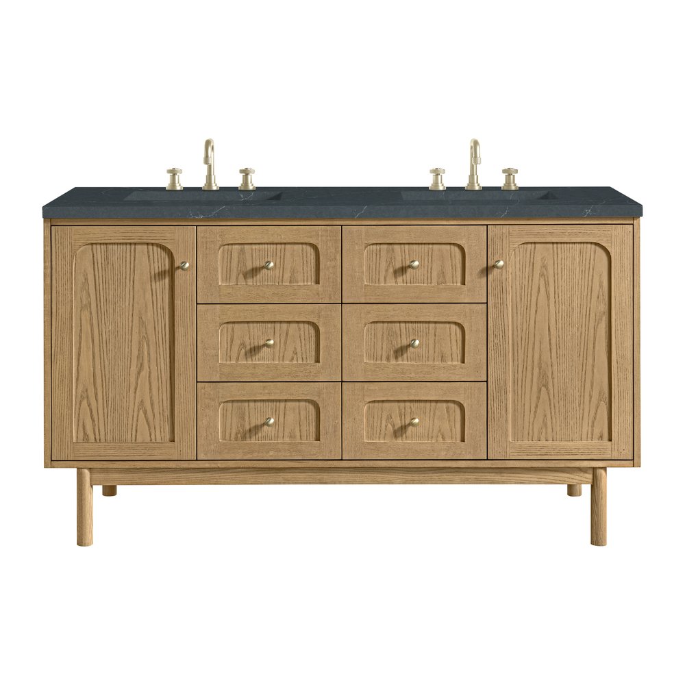 James Martin - Laurent 60" Double Vanity, Light Natural Oak, w/ 3 CM Charcoal Soapstone Quartz Top - 545-V60D-LNO-3CSP view 1