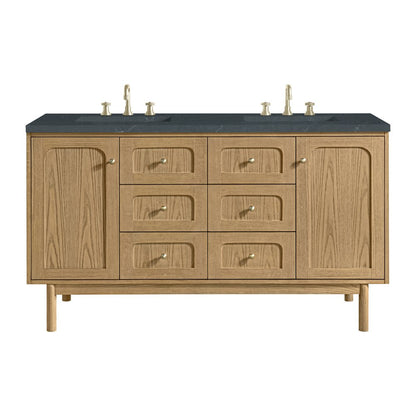James Martin - Laurent 60" Double Vanity, Light Natural Oak, w/ 3 CM Charcoal Soapstone Quartz Top - 545-V60D-LNO-3CSP view 1