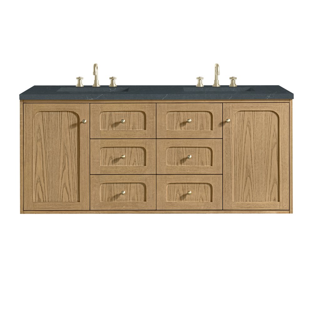 James Martin - Laurent 60" Double Vanity, Light Natural Oak, w/ 3 CM Charcoal Soapstone Quartz Top - 545-V60D-LNO-3CSP view 2
